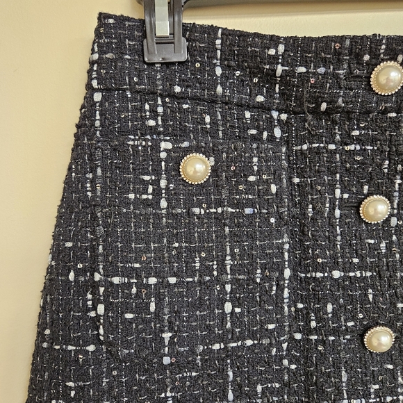 Kate Spade New York 6 Embellished Tweed Skirt Black Silver - Picture 9 of 14